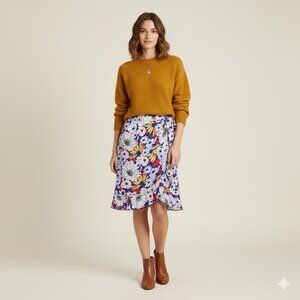 Maeve Anthropologie | Sybil Floral Wrap Midi Skirt | XSP